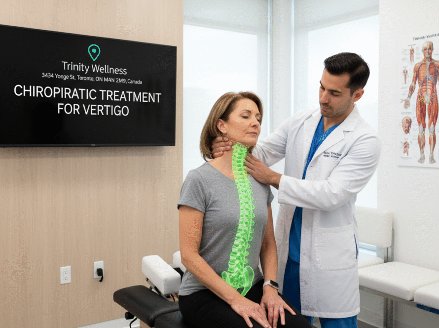 A chiropractor doing chiropractic treatment for vertigo