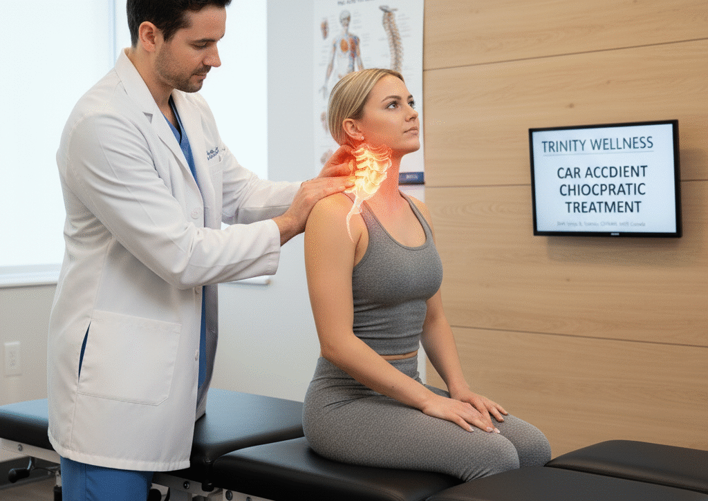 A chiropractor doing chiropractic treatment for car accident patient