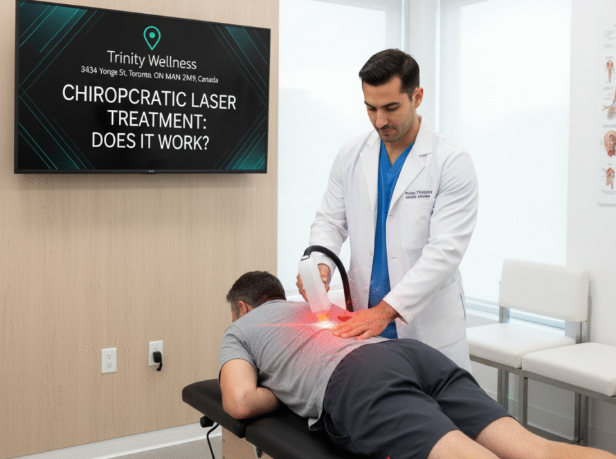 A chiropractor doing chiropractic laser treatment